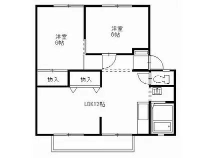 サンビレッジ戸祭D(2LDK/2階)の間取り写真