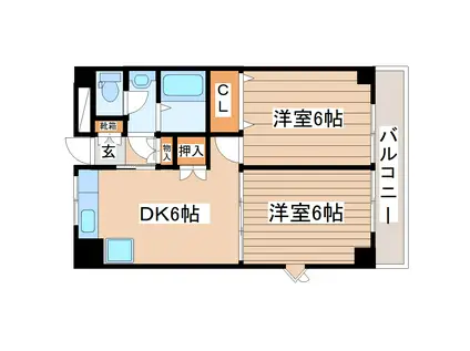 旭レジデンス(2DK/3階)の間取り写真