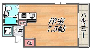 エンプレス武庫元町(ワンルーム/4階)の間取り写真
