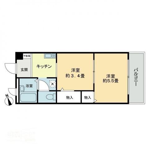 フィネス中屋敷(2K/4階)の間取り写真