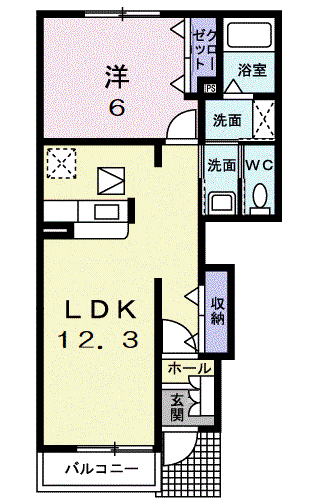 サンハウスヨシキB(1LDK/1階)の間取り写真