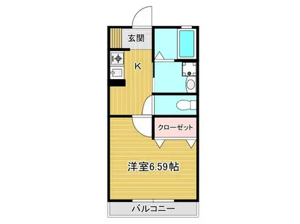 森の下弐番館(1K/1階)の間取り写真