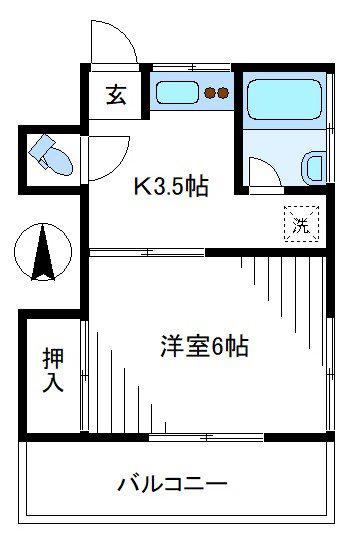 圭ハウス(1K/1階)の間取り写真