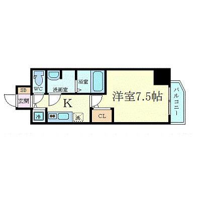 プレサンス梅田東ベータ(1K/11階)の間取り写真
