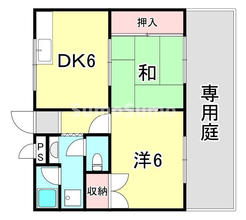 クレストヴィラ千鳥(2DK/1階)の間取り写真