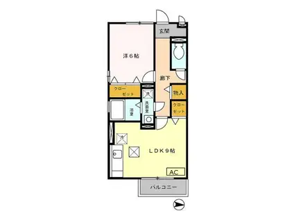 モナリエ池田新町(1LDK/1階)の間取り写真