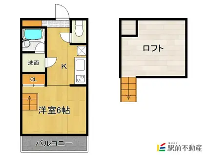 SHANT小郡(1K/2階)の間取り写真