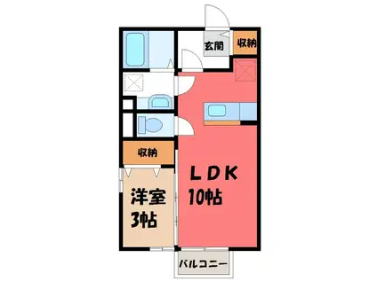 グランメールM(1LDK/1階)の間取り写真