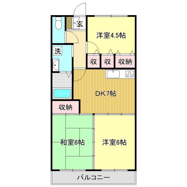 エリジアハイツ桟橋(3DK/6階)の間取り写真