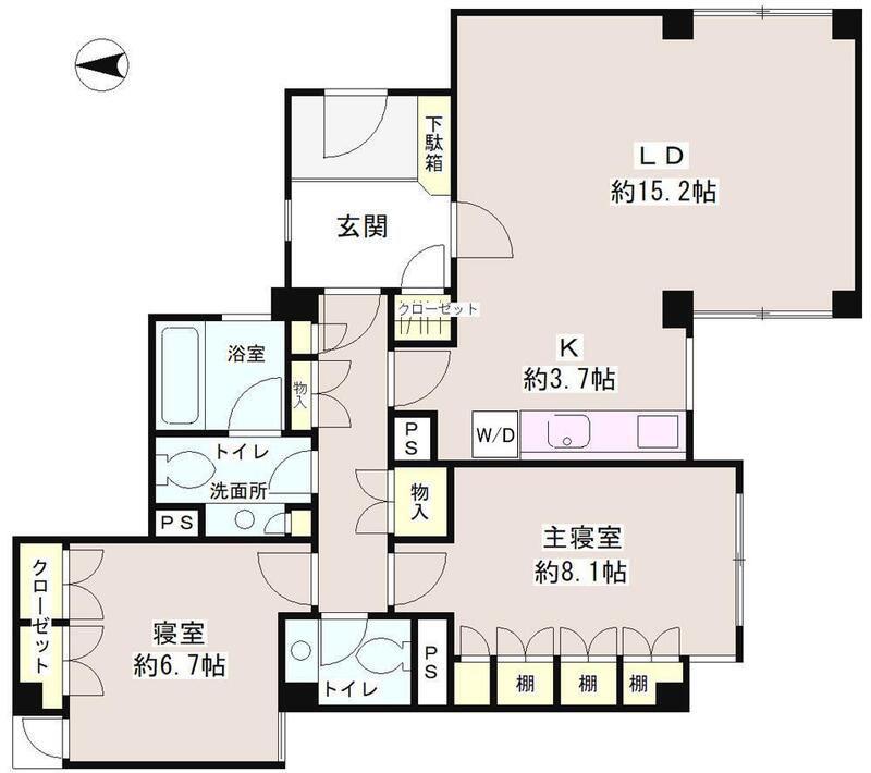 ライトウェル高輪(2LDK/1階)の間取り写真