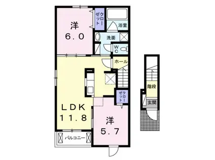 クラージュ(2LDK/2階)の間取り写真
