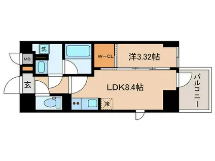 タスキプライムテラス後楽園(1LDK/4階)の間取り写真