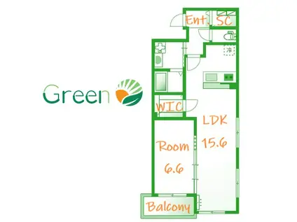 ディアパレス宮の前(1LDK/1階)の間取り写真