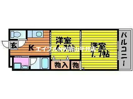 グランヴィスタ安倉(2K/2階)の間取り写真