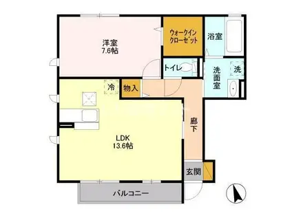 パークドプランタンI(1LDK/1階)の間取り写真