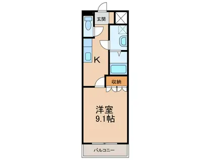 アムールミナト(1K/1階)の間取り写真