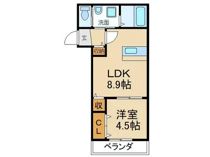 ウィズ・交野(1LDK/1階)の間取り写真