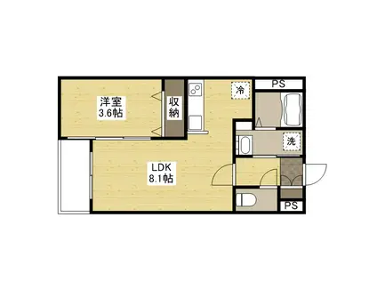 月光福山東壱番館(1LDK/3階)の間取り写真