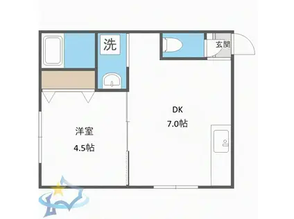 デュークYK二十四軒(1DK/3階)の間取り写真