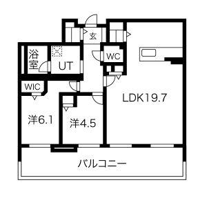 グランファーレ円山公園南コートハウス(2LDK/2階)の間取り写真