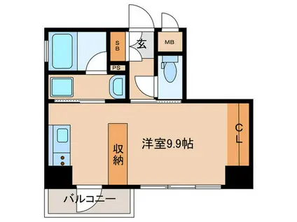 ノヴェル堀江町(ワンルーム/9階)の間取り写真