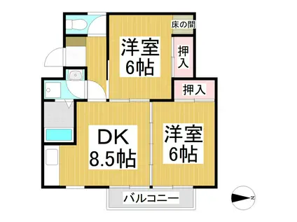 ハイツ丹波島1(2DK/2階)の間取り写真