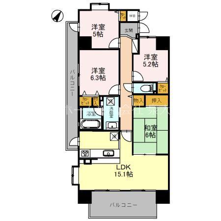 ファミールハイツ泉大津セントハーバーシティ1番館(4LDK/11階)の間取り写真