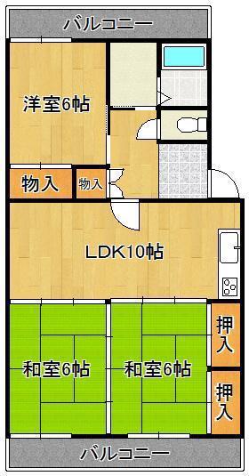 アリエス高須西(3LDK/2階)の間取り写真