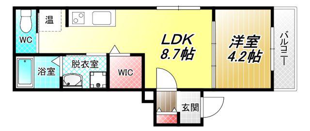 GRANDIR弥刀(1LDK/3階)の間取り写真