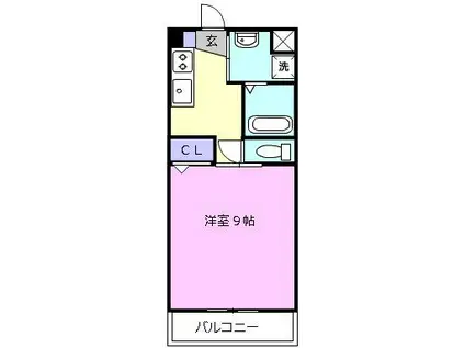 アンジュール川方(1K/3階)の間取り写真