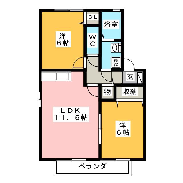 ナホトカ静里 A(2LDK/2階)の間取り写真