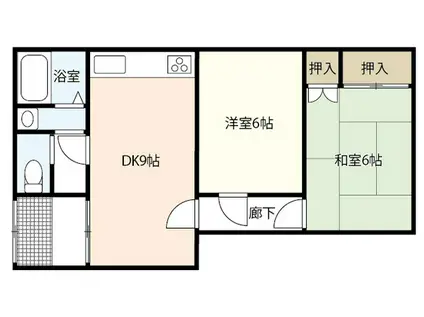 江波アパート(2DK/2階)の間取り写真