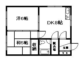 8・22コーポエムA・B棟(2DK/2階)の間取り写真