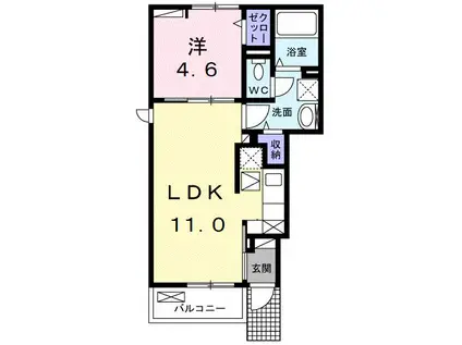 フルール・ド・リス I(1LDK/1階)の間取り写真