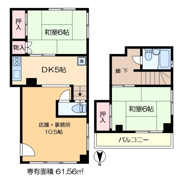 京成本線 京成小岩駅 徒歩2分 4階建 築38年(2SDK/1階)の間取り写真