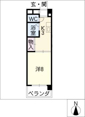 コーポ牧の里(1K/3階)の間取り写真