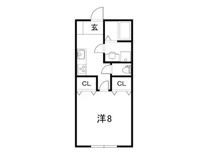 ラ・メゾンユイ(1K/1階)の間取り写真