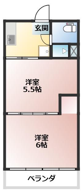 花ノ木アパート(2DK/1階)の間取り写真