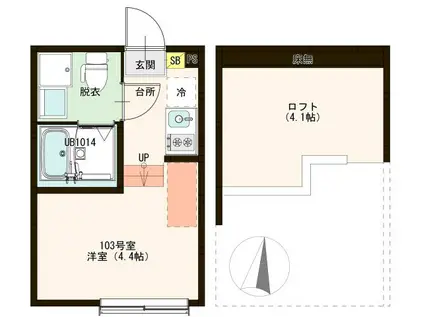 ハーモニーテラス東四つ木III(ワンルーム/1階)の間取り写真