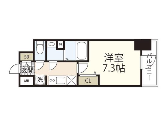 プレサンス広島中央(1K/6階)の間取り写真