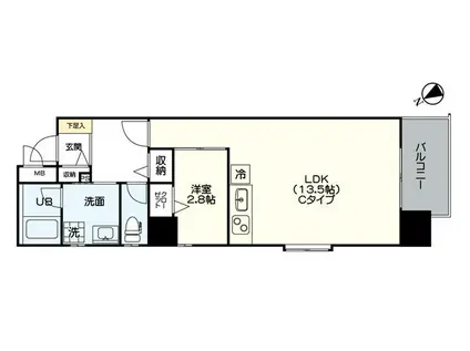 アヴァンティ久留米中央(1LDK/2階)の間取り写真