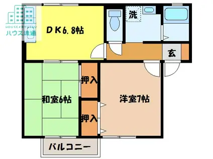 フォレスト久山B(2DK/1階)の間取り写真