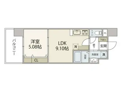 ISTYLE三篠町(1LDK/12階)の間取り写真