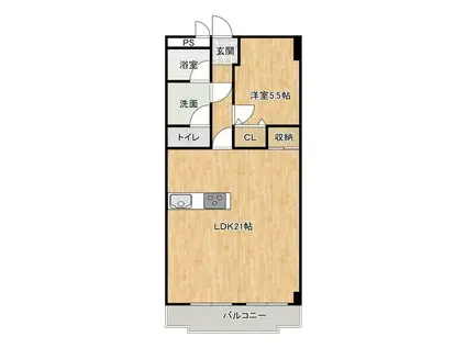 プラザ翠光(1LDK/8階)の間取り写真