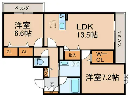 ミラーエステート イーストビル(2LDK/2階)の間取り写真
