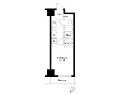 グランスイート銀座レスティモナーク(1K/3階)の間取り写真