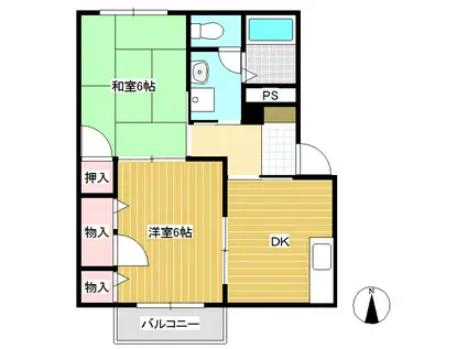 サンプリマベーラ B棟(2DK/2階)の間取り写真