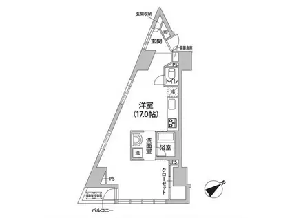 ロリエ銀座(ワンルーム/14階)の間取り写真