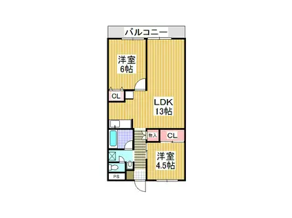ニューシティハイム(2LDK/3階)の間取り写真