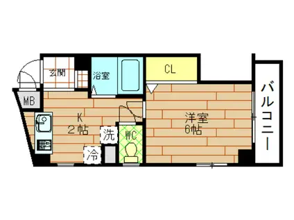 ブロッサムカスガデ(1K/2階)の間取り写真